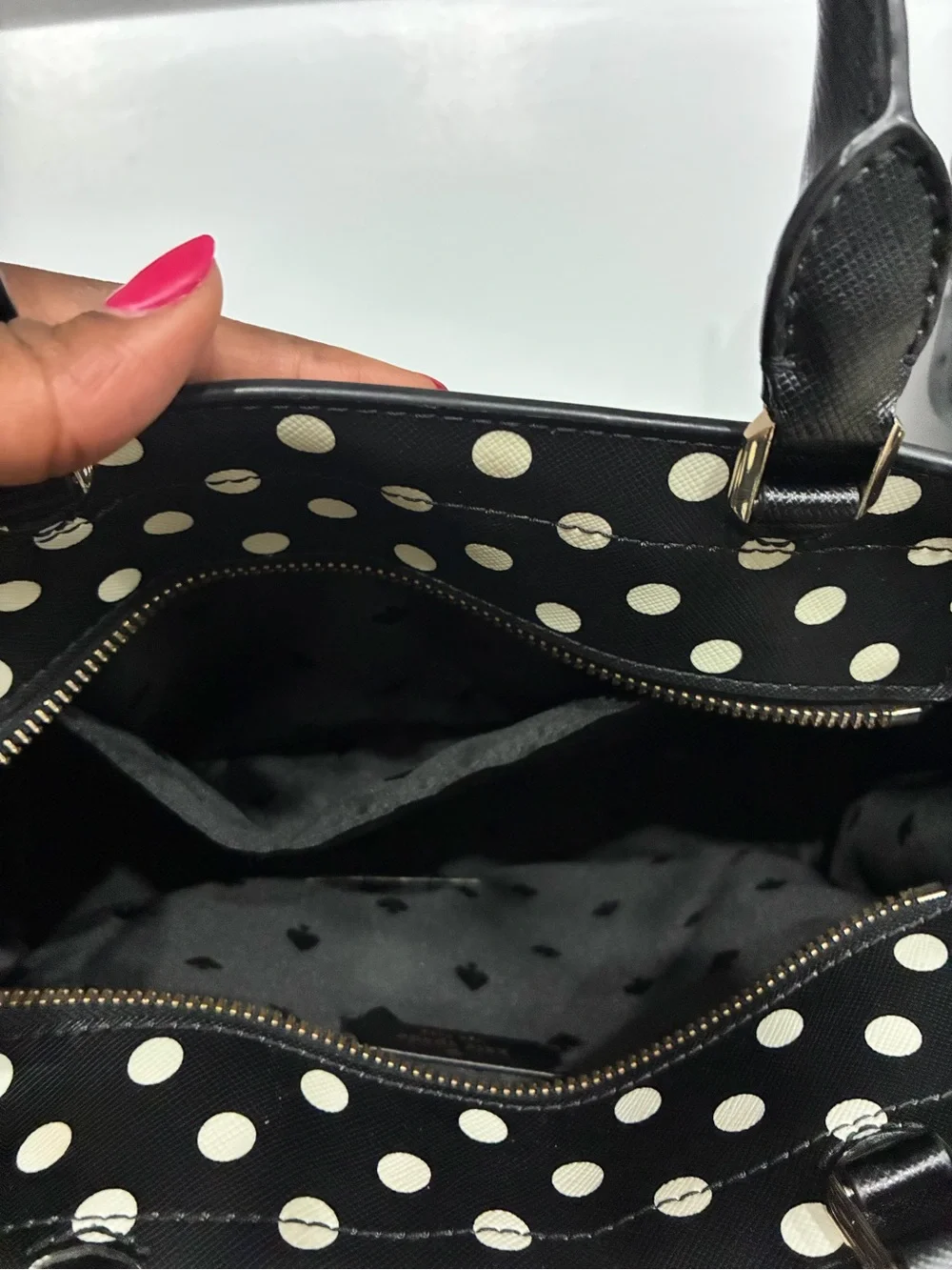 Kate Spade Staci Dot Dot Black and White Polka Dot Medium Satchel